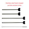 NIHENHAO Heart-Shaped Metal Drinking Straw, Multifunctional Drinking Tube view 2