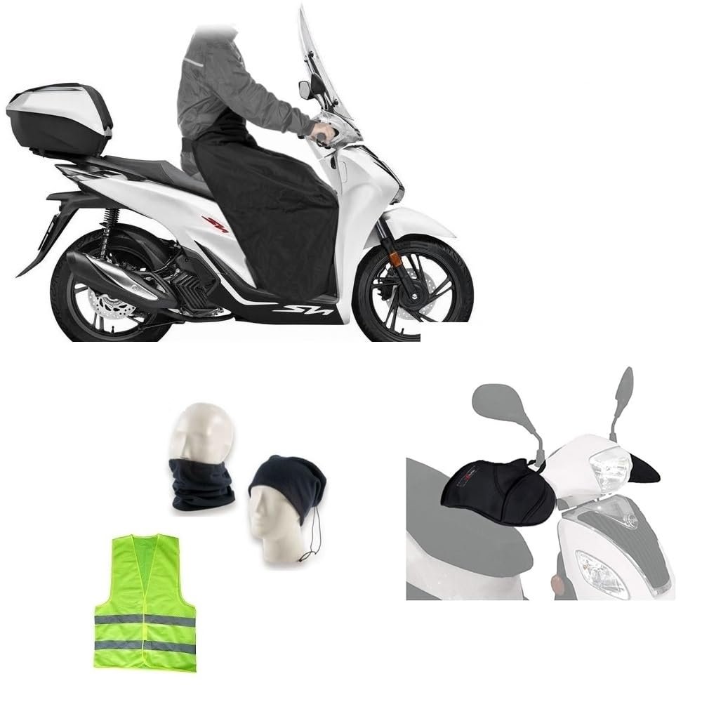 Compatible with Piaggio Si 50 VAR AE Thermal Leg Cover, Waterproof and Padded, with Neoprene Hand Covers