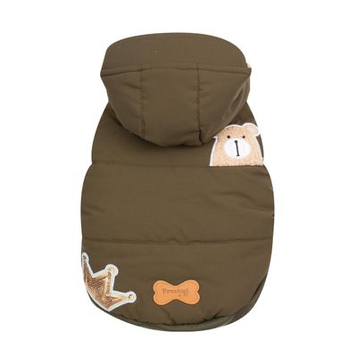 Preziosi Pet Warm Padded Dog Jacket, 25 cm, Adjustable Clip Fastener, Detachable Hood and Leash Opening