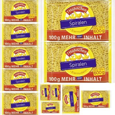 Birkel 7 Hähnchen Spiral Egg Noodles, 600 g x 12, with Pufai