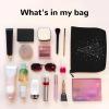 Pizza Print Makeup Bag for Women, Portable Cosmetic Pouch, Spacious Travel Organizer, Black, One Size view 3