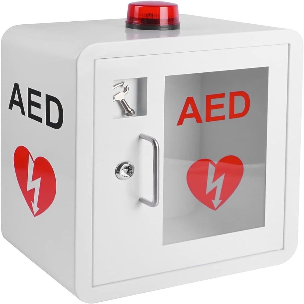JYHHGDS Wall-Mounted AED Defibrillator Storage Cabinet with Key and Alarm