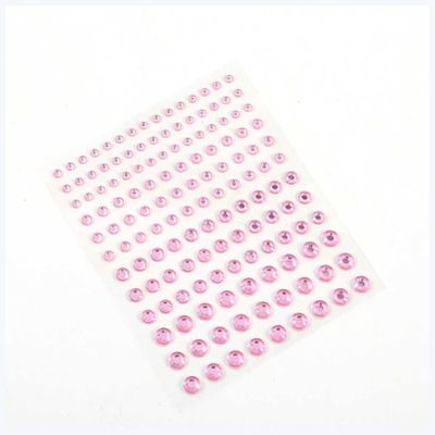 IDOTSEZU Double Eyelid Stickers, 1 Sheet, 3/4/5/6 mm, Self-Adhesive Rhinestone Crystal Stickers for Nail Art, Beauty, Face Makeup, Phone DIY Decoration, Eyeliner Stickers (Pink)