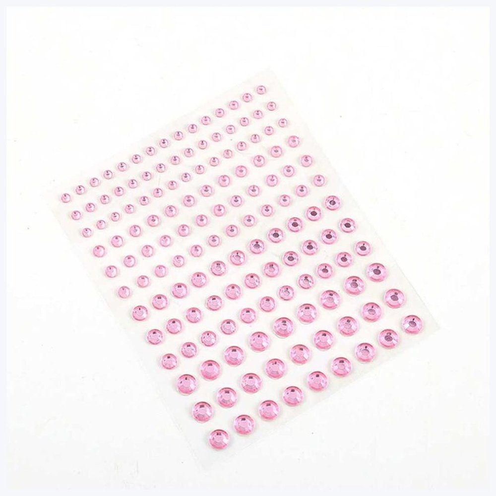 IDOTSEZU Double Eyelid Stickers, 1 Sheet, 3/4/5/6 mm, Self-Adhesive Rhinestone Crystal Stickers for Nail Art, Beauty, Face Makeup, Phone DIY Decoration, Eyeliner Stickers (Pink)