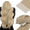 YoungSee Tape-In Human Hair Extensions, Ash Blonde Highlight/Platinum Blonde, 40 cm, 50 g, 18/613 view 1