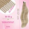 YoungSee Tape-In Human Hair Extensions, Ash Blonde Highlight/Platinum Blonde, 40 cm, 50 g, 18/613 view 2