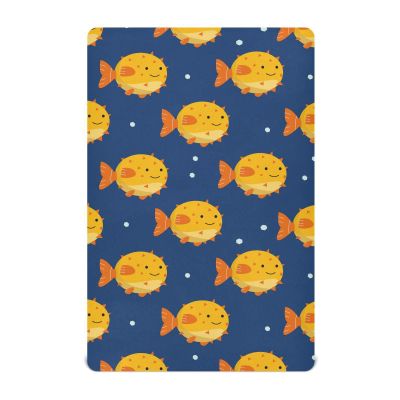 Fitted Crib Sheet for Boys and Girls, Soft Cartoon Fish Pattern, 132 x 71 cm
