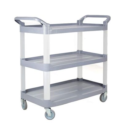 3-Tier Rolling Cart with Large Storage, Gray, 103 x 50.5 x 98 cm
