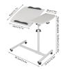 Adjustable Laptop Table with Wheels, Mobile Standing Desk for Bed or Sofa, Stable and Ergonomic, Portable C-Shaped Side Table, 60 x 40 cm view 2