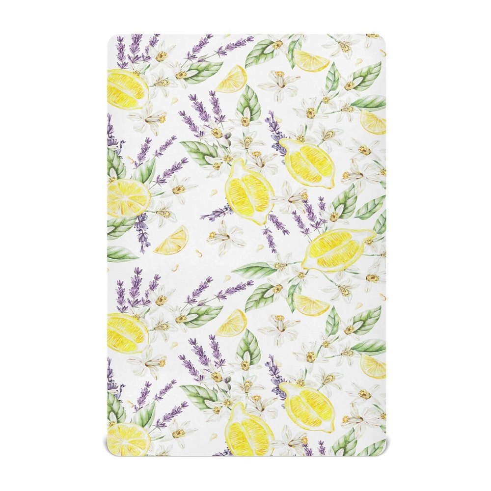Unisex Fitted Sheet for Baby and Toddler Beds, Soft and Breathable, 39.1 x 27.0 in, Gold Lemon Watercolor Pattern