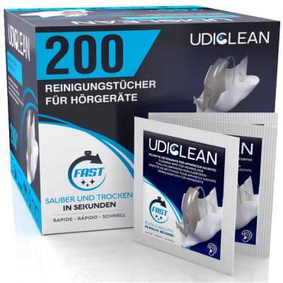 200 Udiclean Biodegradable Hearing Aid Cleaning Wipes