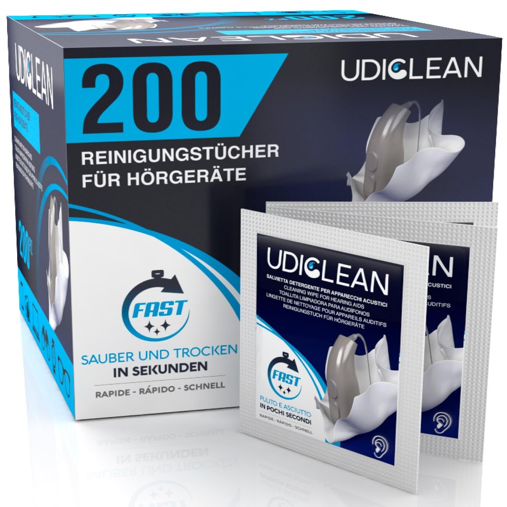 200 Udiclean Biodegradable Hearing Aid Cleaning Wipes