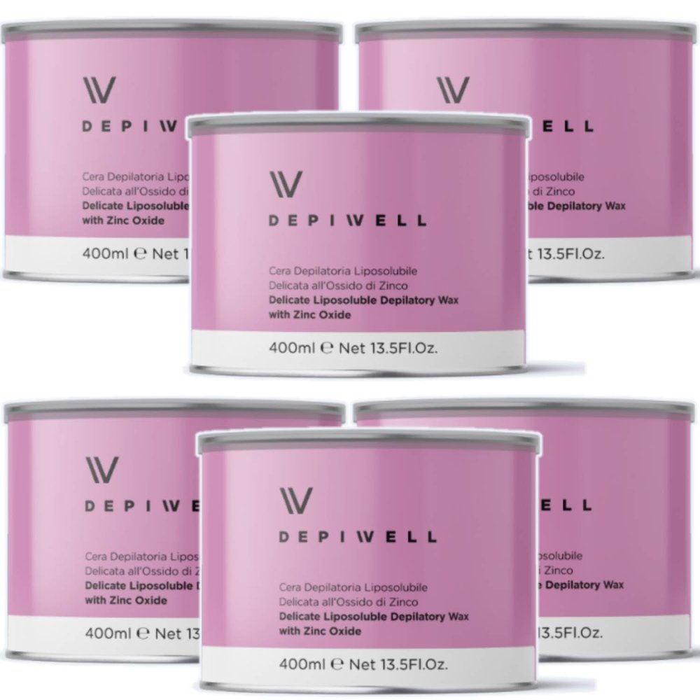 Depiwell Oil-Soluble Hair Removal Wax, Extra Gentle, 400 ml (Zinc Oxide Wax, 6 pcs.)
