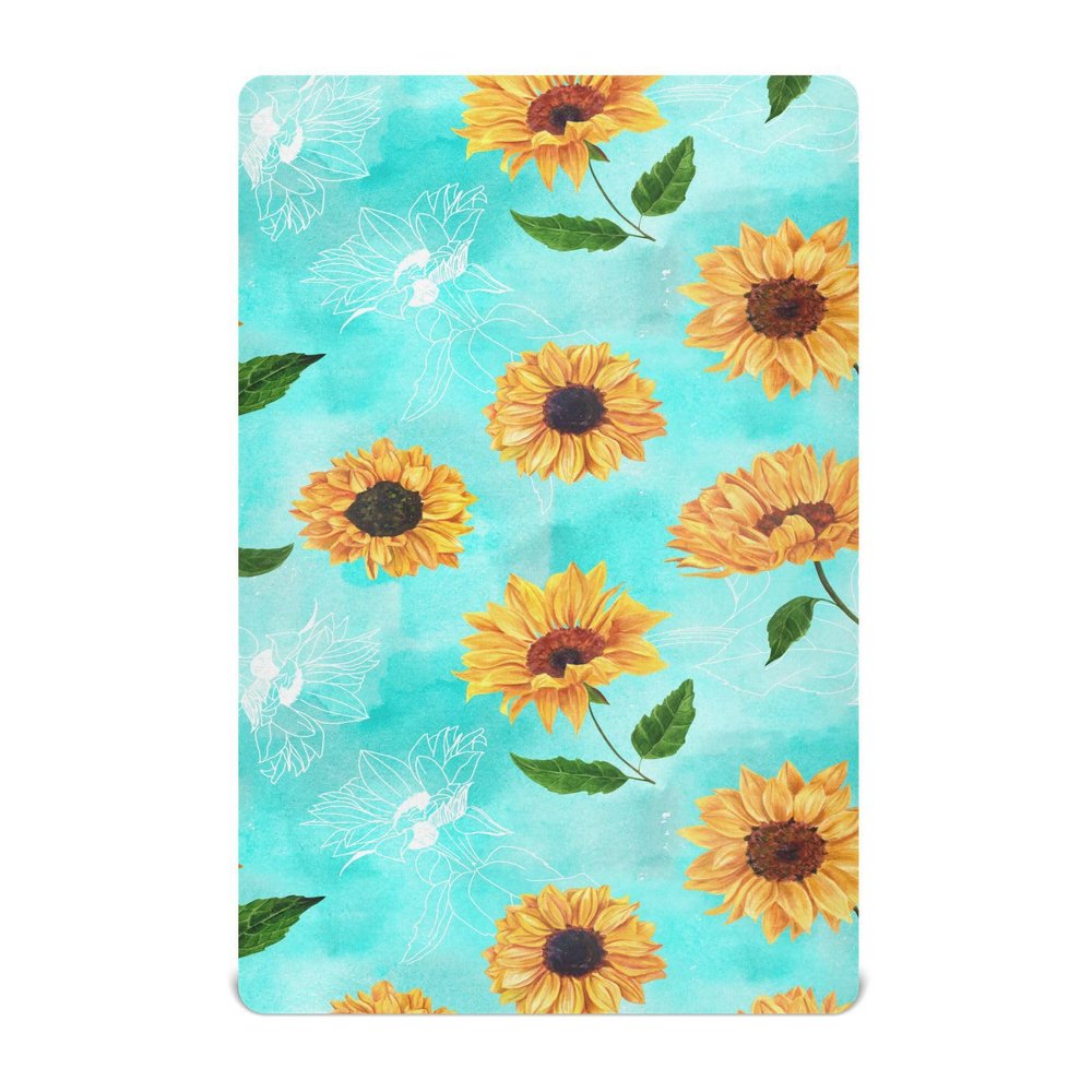 Fitted Crib Sheet for Boys and Girls, Retro Sunflower, 39.1 x 27 x 5 in