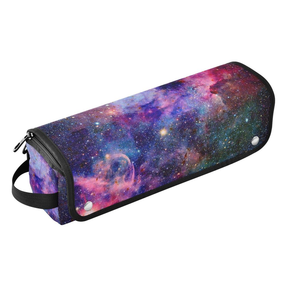 FRODOTGV Galaxy and Nebula in Space 2-in-1 Curling Iron Travel Bag with Heat-Resistant Mat, Portable Organizer, Detachable Hair Styling Accessory Organizer, One Size