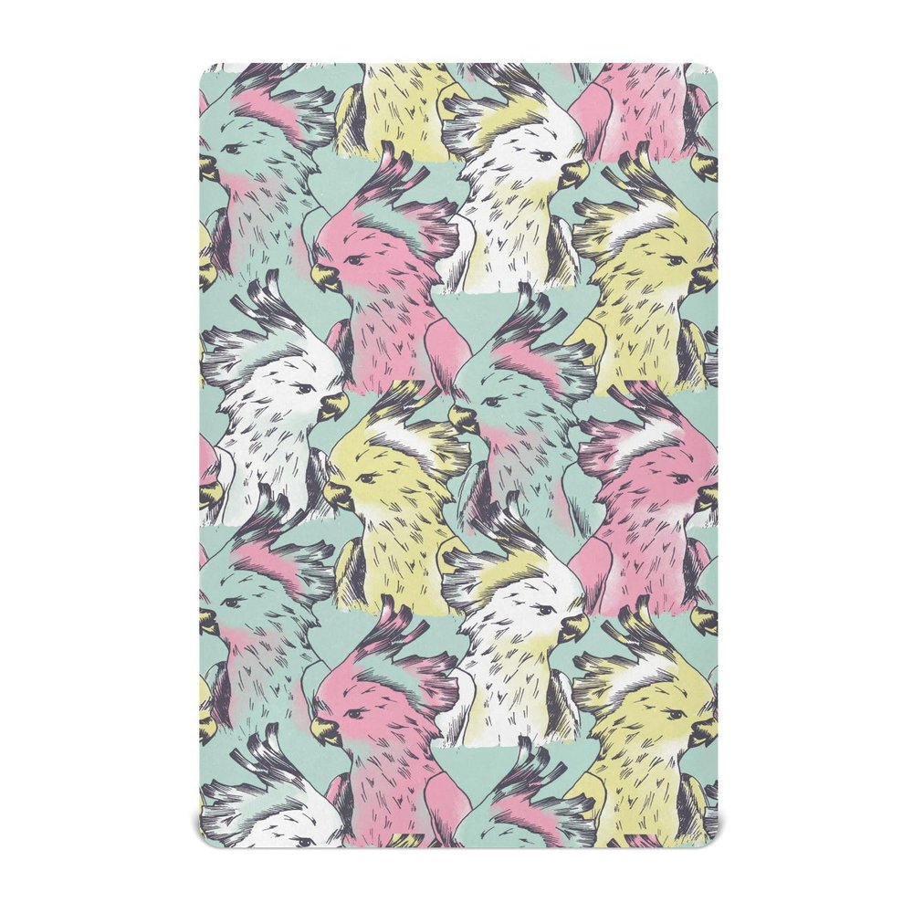 Soft Fitted Sheet for Baby Crib, Standard Crib and Toddler Mattress, 39.0 x 27.0 in, Colorful Parrots and Birds