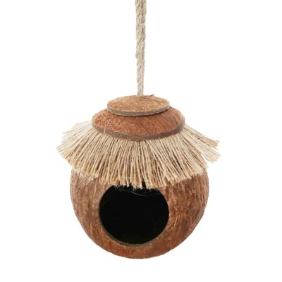 Coconut Shell Nest with Woven Rope