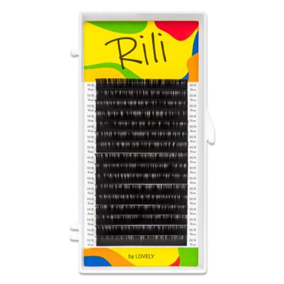 LOVELY Rili Black Individual Lash Extensions, L Curl, 0.10 mm, 15 mm, 16 Lines