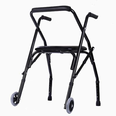 Folding Rollator Walker with Padded Seat, 2 Wheels, Height-Adjustable, Black