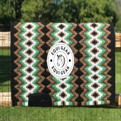 EQUIGEAR Western Show Horse Saddle Blanket, New Zealand Wool, Western Design, Handmade, Sensor Flex (Adjustable), BA17 (34" x 40")