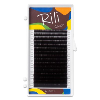 LOVELY Rili Choco Individual Eyelash Extensions, Dark Brown – Mixed D Curl, 0.10 mm, 6–13 mm, 16 Strips