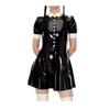 YGZHANYUANOKU Cosplay Latex Maid Dress with Stockings, Unisex, Customizable, Black/White, L view 1