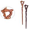 Pear Wood Walking Stick with Carved Head Handle, 93 × 12 cm view 4
