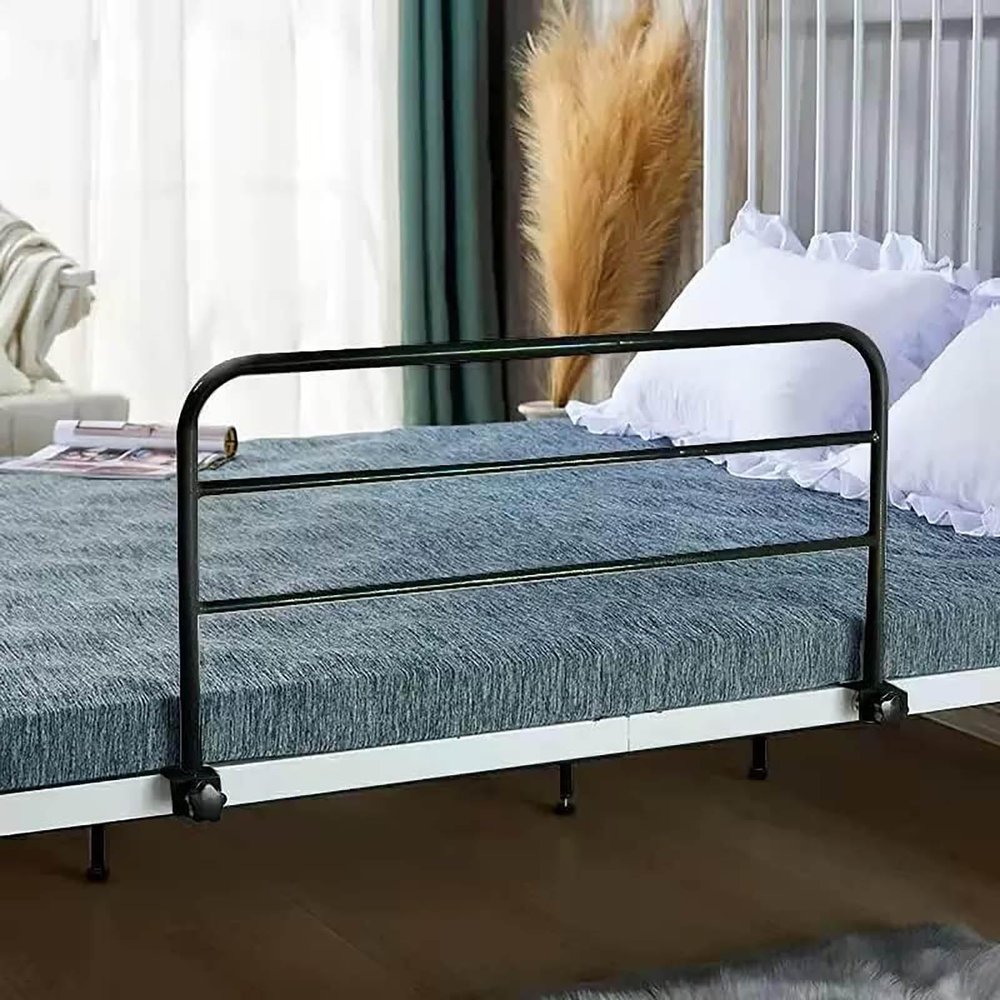 zjsm Adjustable Bed Rail for Older Adults, Clip-On Safety Rail with Grab Handle, Black, 80 x 40 cm