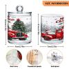 JUMBEAR Q-Tip Apothecary Jars with Christmas Red Truck Design, 4-Pack view 3