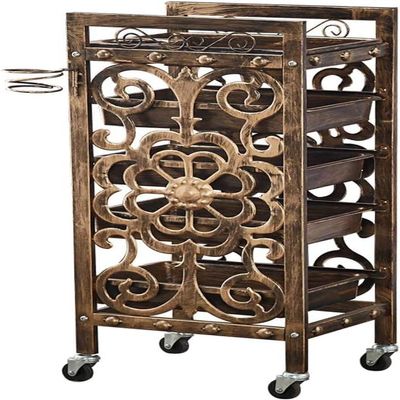 GQQDDD Retro Salon Trolley with 4 Pull-Out Gold Drawers, 90 × 33 × 37 cm, Color A