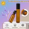 MELLIEX 15-Piece Roll-On Glass Bottles for Essential Oils, 5/10 mL Amber Bottles with Stainless Steel Roller Balls view 2