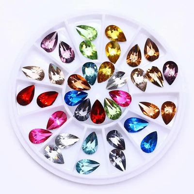 TPIONEER 3D Crystal Nail Art Rhinestones, Small Irregular Flat-Back Glass Beads in Wheel