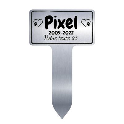 GRAVURE CONCEPT Personalized PVC Pet Memorial Stone, Model 3, Aluminum Gray, Glossy, Black Text