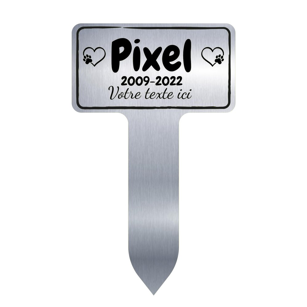 GRAVURE CONCEPT Personalized PVC Pet Memorial Stone, Model 3, Aluminum Gray, Glossy, Black Text