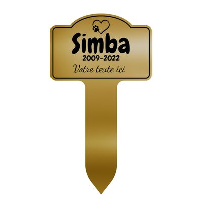 GRAVURE CONCEPT Personalized PVC Pet Memorial Stone, Model 2, Matte Gold with Black Text
