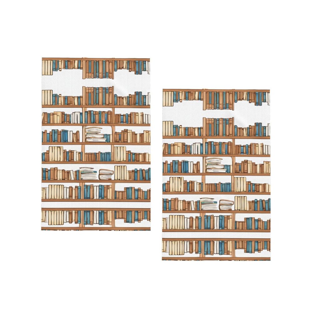 Funny Bookshelf Collection and Ladder Kitchen Towels, Absorbent Waffle Dish Towels, 16 x 26 in