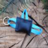 Black Leather Bite Pillow Keychain, 6 x 4 cm (Blue Loop) view 1