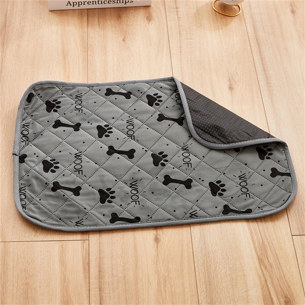 FANSU Reusable Puppy Training Pads, 2-Pack, Waterproof Washable Dog Pee Mats, Dark Gray Bone Print, 70 x 53 cm