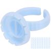 100 Disposable Eyelash Glue Ring Cups with 2 Rolls of Adhesive Dots, Blue view 1