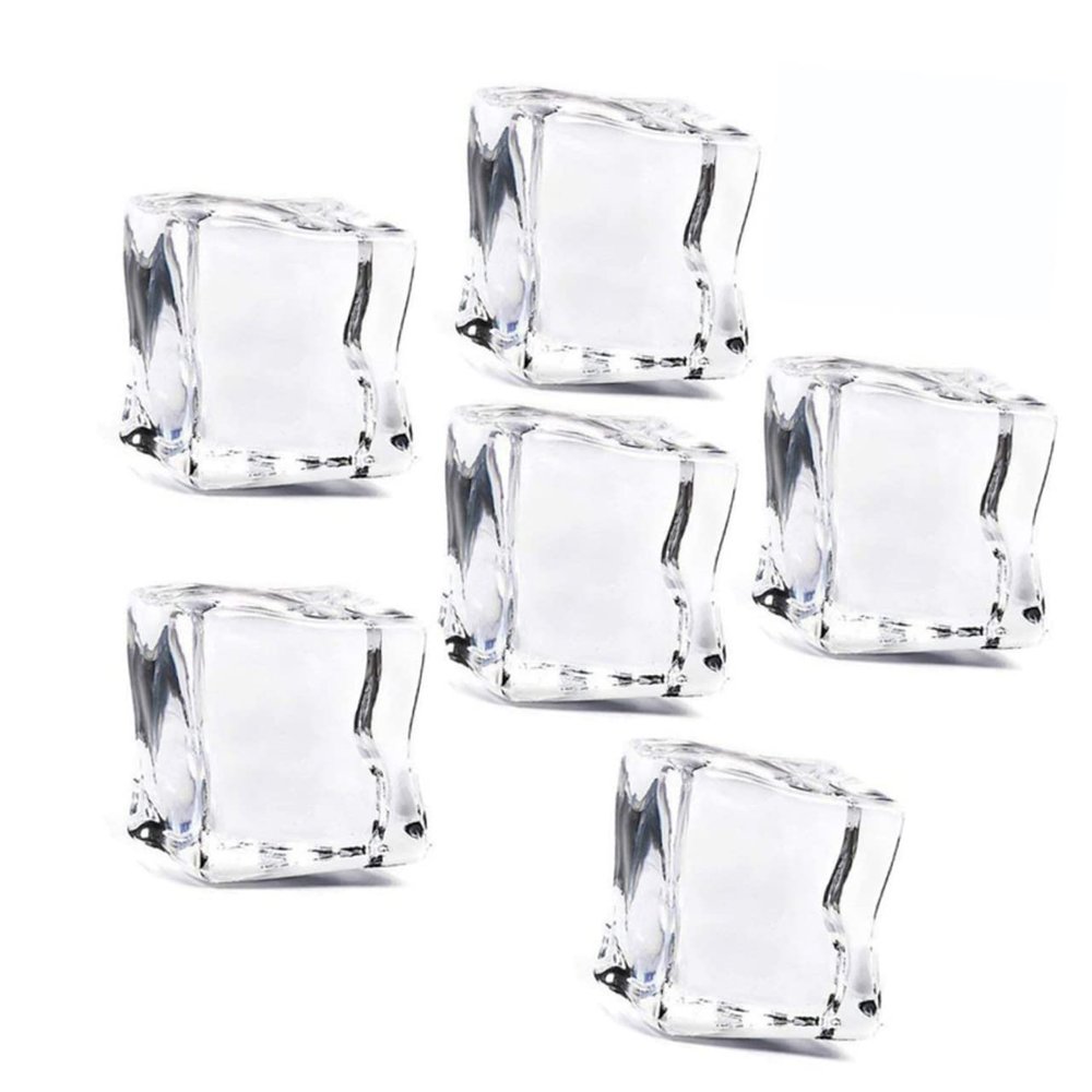 Artificial Resin Ice Cubes, 50 Pieces, Crystal Clear, Cube-Shaped, 30