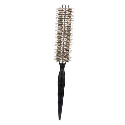 TOVINANNA Lightweight Wooden Round Brush with Natural Bristles and Aluminum Handle