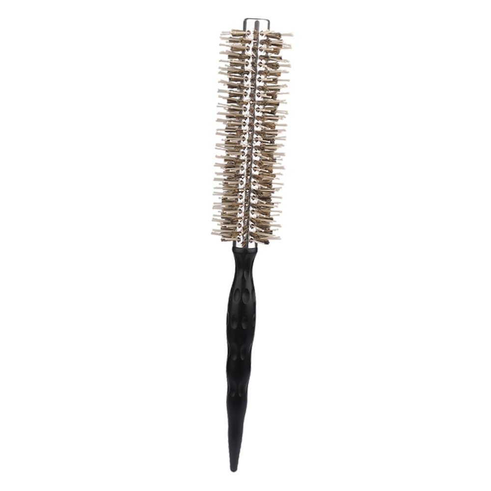 TOVINANNA Lightweight Wooden Round Brush with Natural Bristles and Aluminum Handle