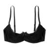 Jugaoge Women's Lace Push-Up Open-Cup Bra, Adjustable Straps, Black, 3XL view 3
