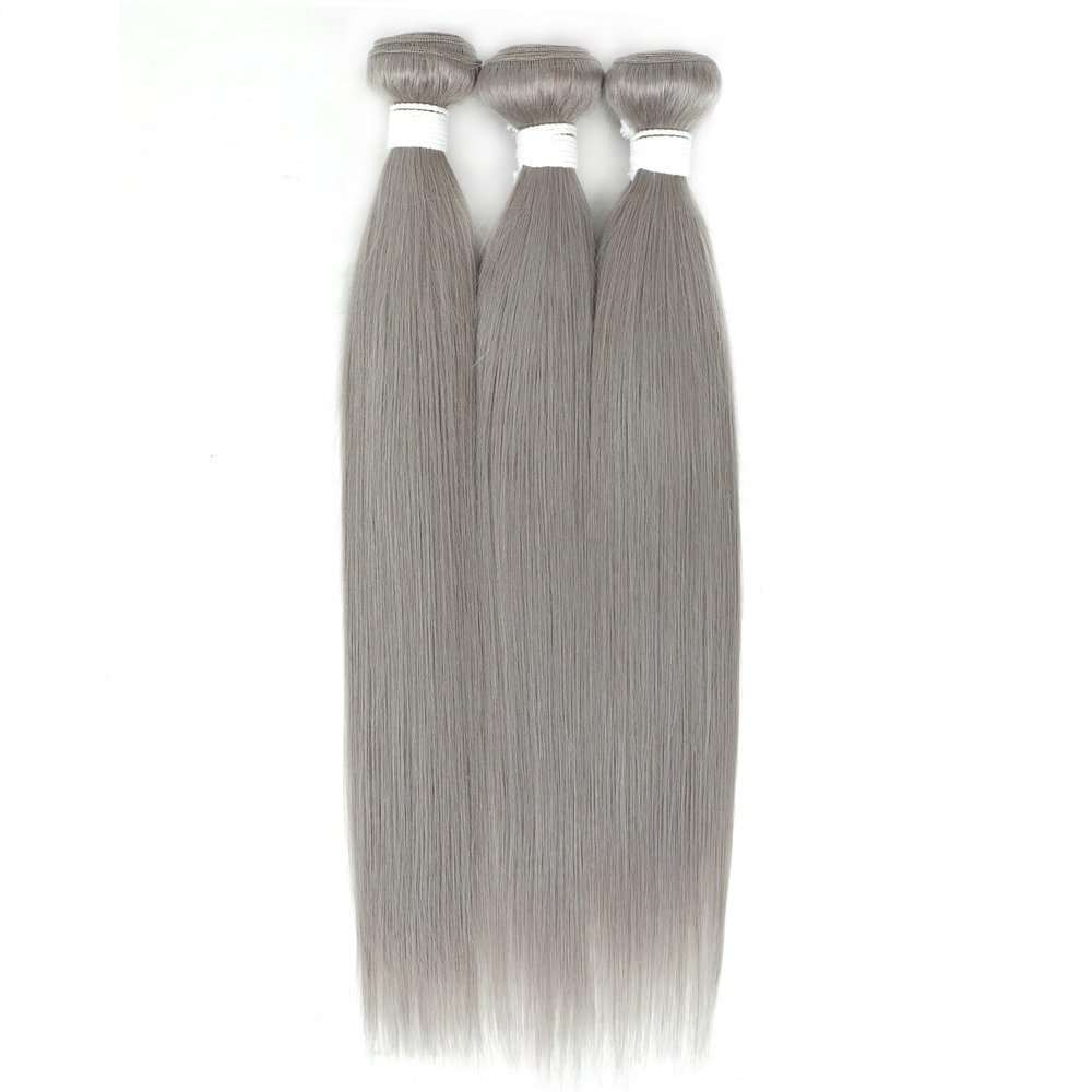 18-Inch Silver Brazilian Remy Human Hair Bundles with 13x4 Frontal and Closure