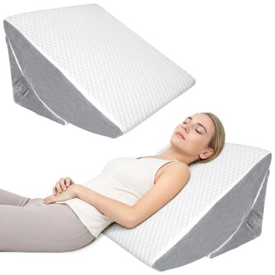 INFANZIA Bed Wedge Pillow, Orthopedic Memory Foam Triangle Pillow for Sleep Apnea, Acid Reflux and Leg Elevation