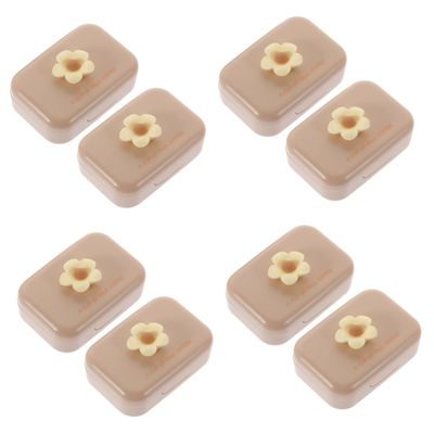 FRCOLOR 8-Piece Compact Contact Lens Case Set, Milk Tea