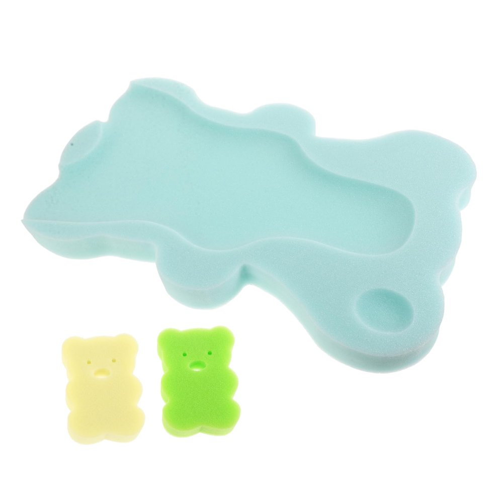 ibasenice Baby Bath Sponge Mat, Soft, Non-Slip, Machine Washable, for Bathing and Changing Newborns and Babies, Random Color