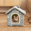 Semi-Enclosed Covered Cat Bed, Soft Winter Cave view 3