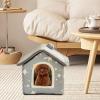 Semi-Enclosed Covered Cat Bed, Soft Winter Cave view 4