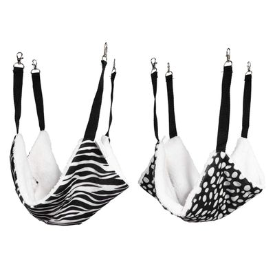 BESPORTBLE 2-Piece Breathable Reversible Cat Hammock Set for Cats and Small Dogs, Polka Dot and Zebra Designs